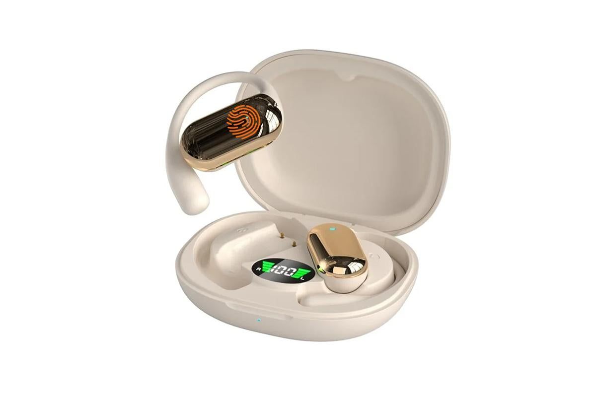 Wireless Earbud Bluetooth Compatible 5.4 Sports Earhook Earphone Earbuds-Khaki