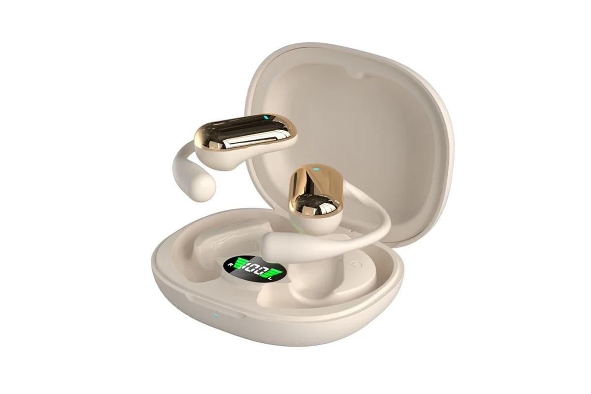 Wireless Earbud Bluetooth Compatible 5.4 Sports Earhook Earphone Earbuds-Khaki