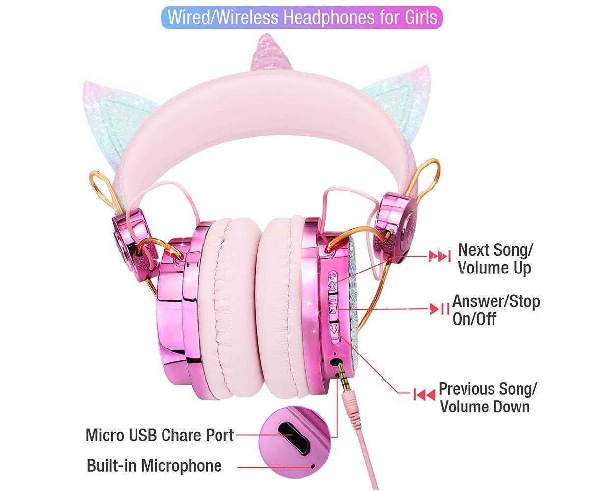 Wireless Headphones - Adjustable Headband - Bluetooth Over On-Ear Headset