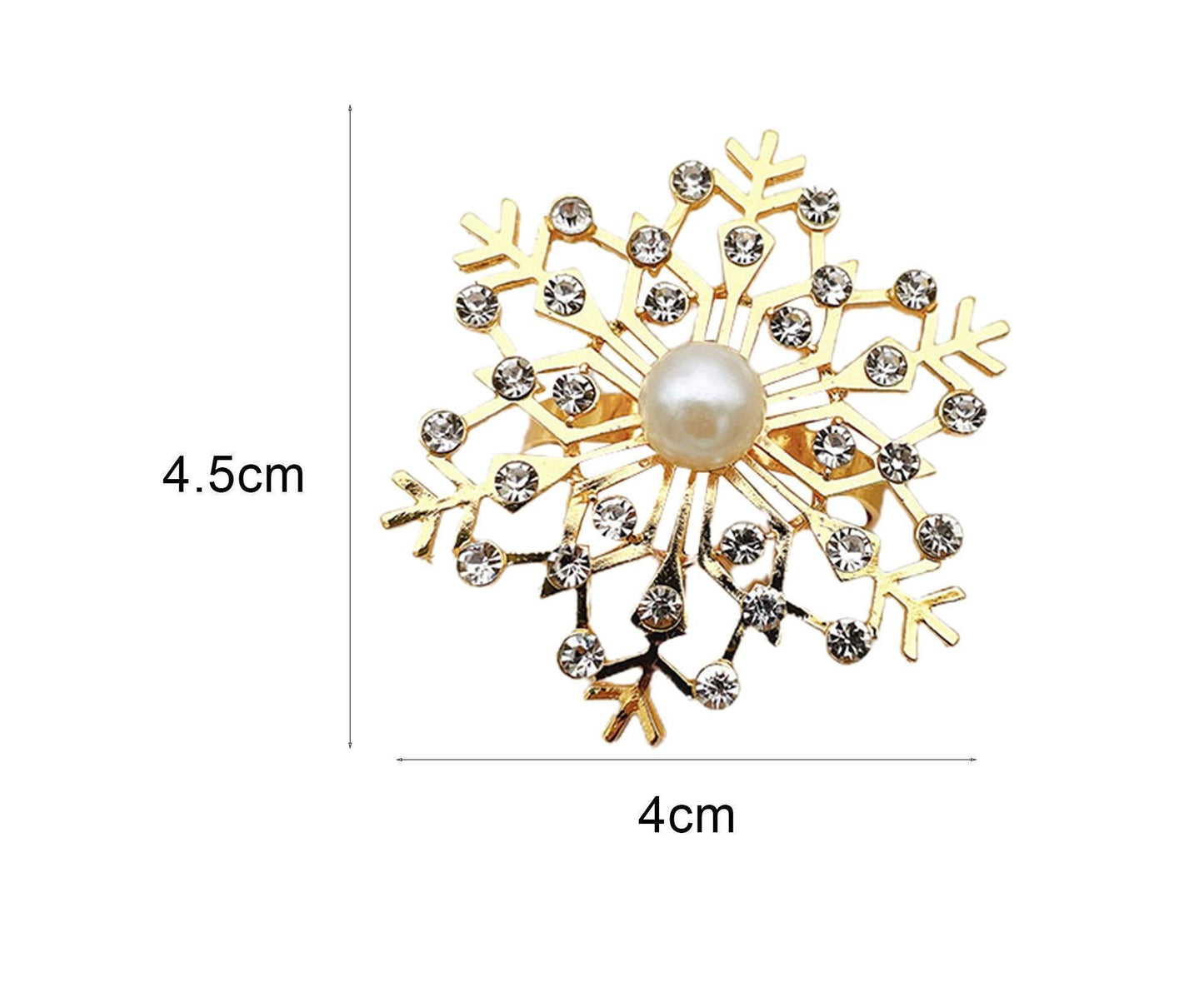 6Pcs Snowflake Napkin Ring Creative Clip-Golden