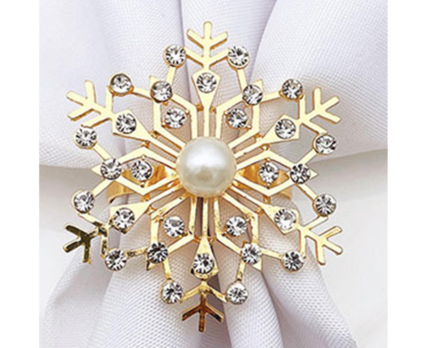 6Pcs Snowflake Napkin Ring Creative Clip-Golden
