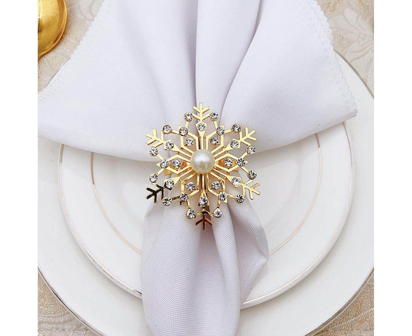 6Pcs Snowflake Napkin Ring Creative Clip-Golden