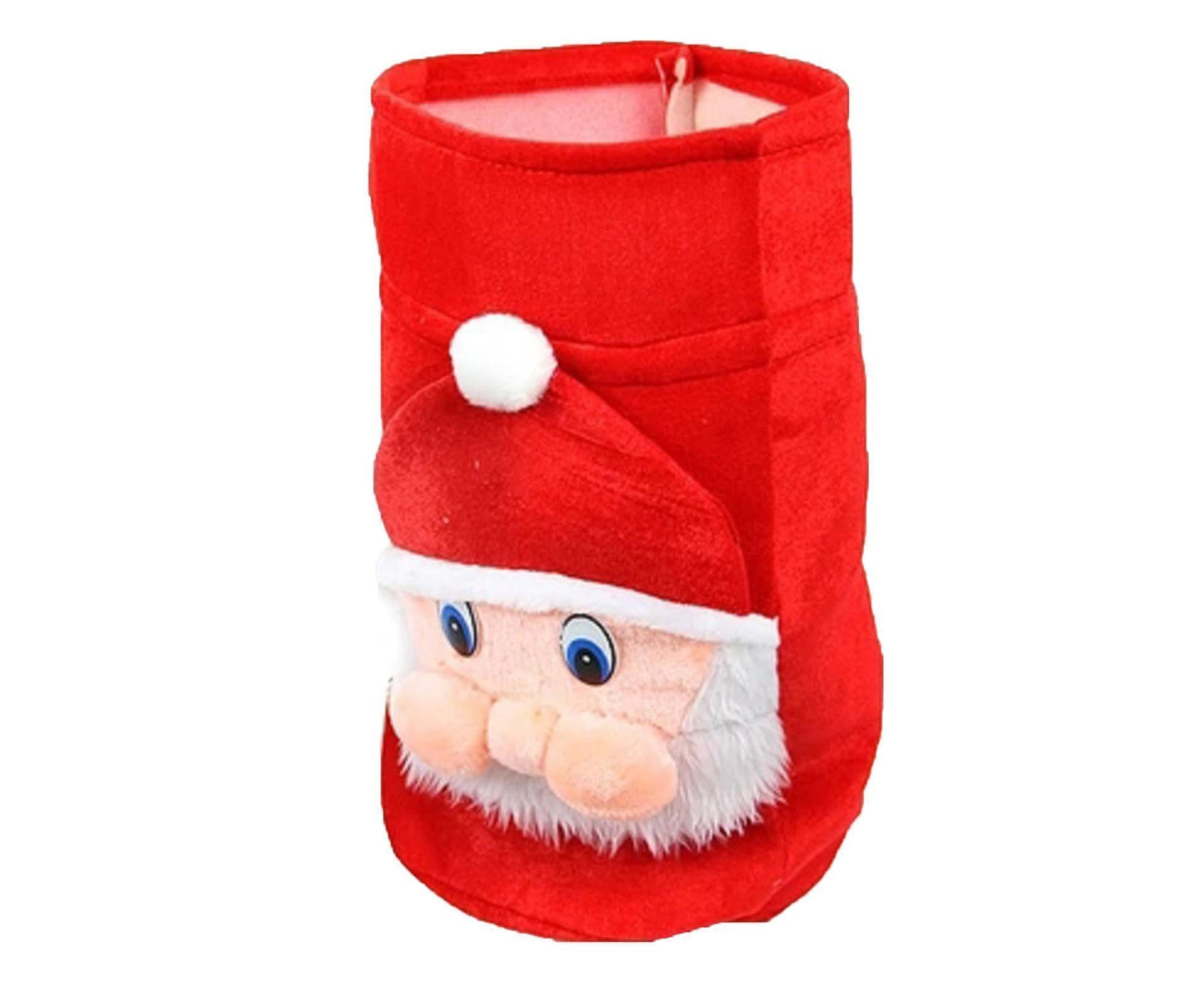 Xmas Candy Bag 3D Santa Velvet-Red