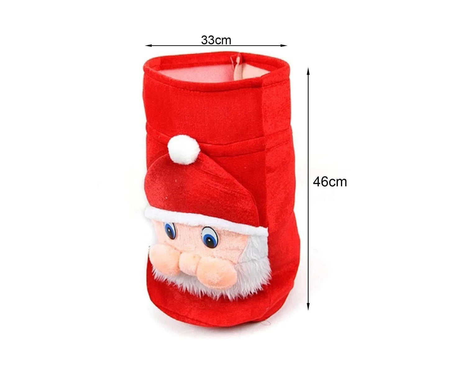 Xmas Candy Bag 3D Santa Velvet-Red