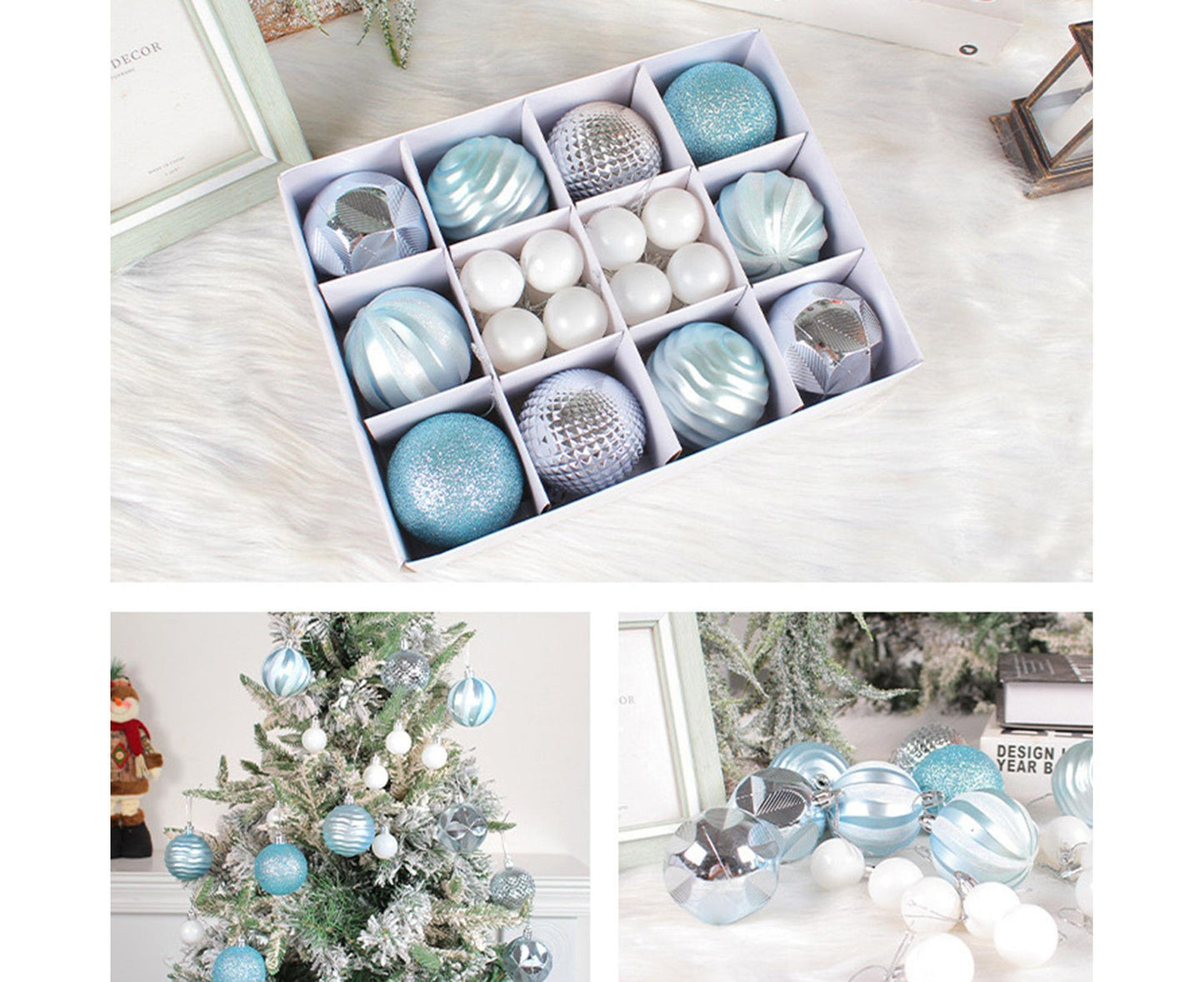 26Pcs Xmas Balls Bright Ornament-Blue