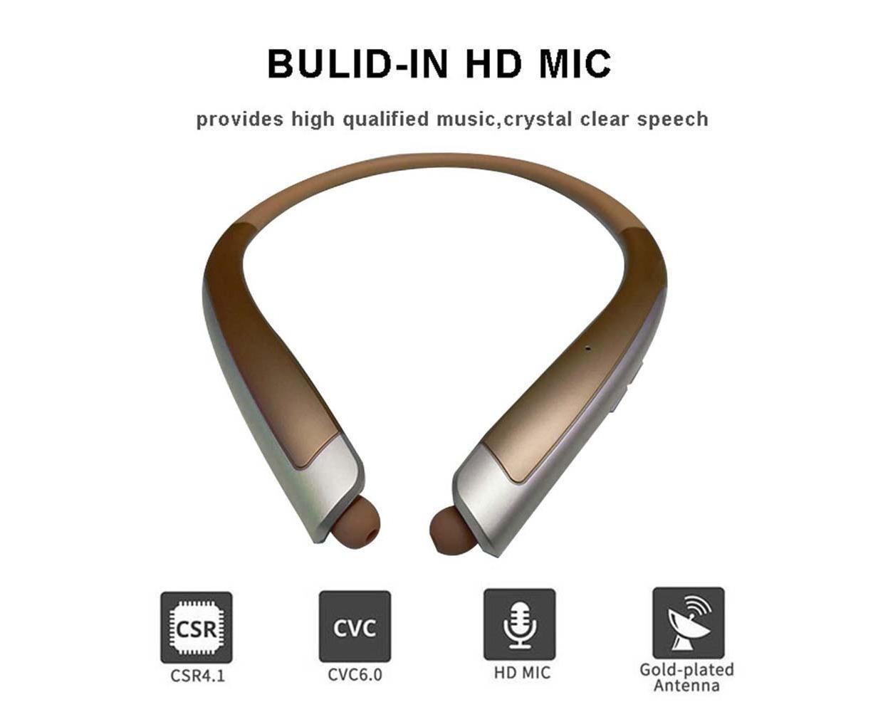 Bluetooth Headphone,Wireless Neckband Headset with Retractable Earbuds