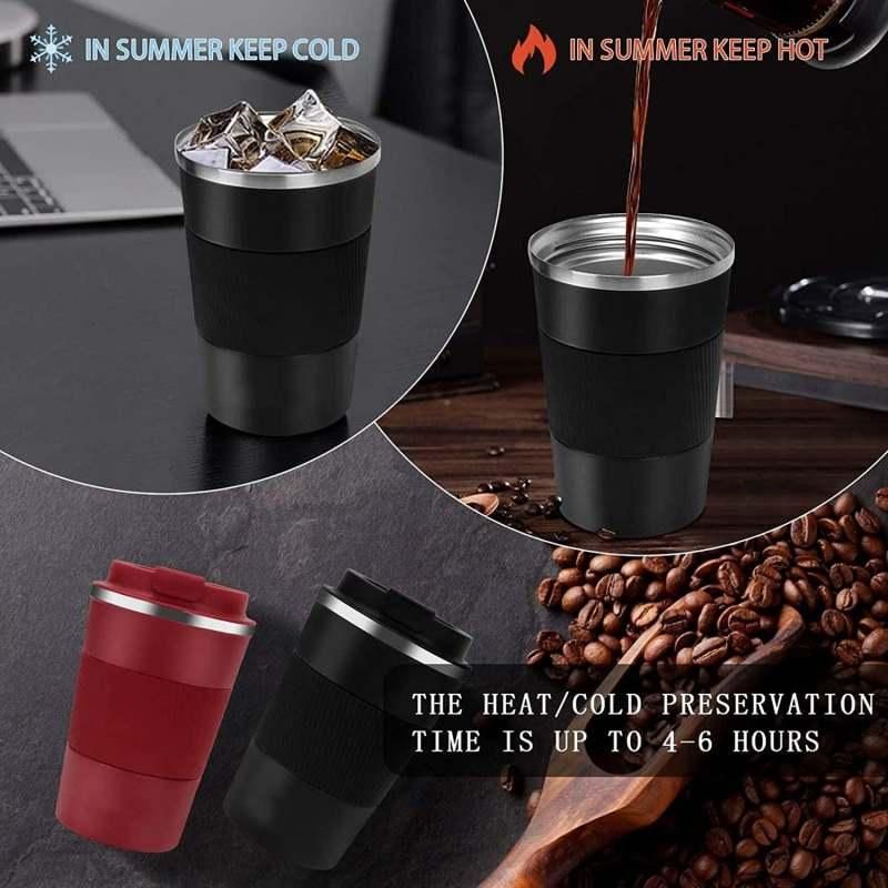 12oz Vacuum Stainless Steel Coffee Cup Leakproof Travel Mug Black
