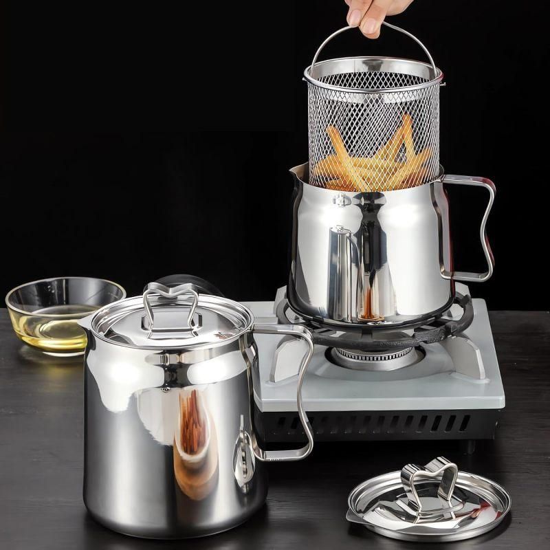 1.5L Stainless Steel Oil Filter Pot, Bacon Grease Container with Strainer for Kitchen