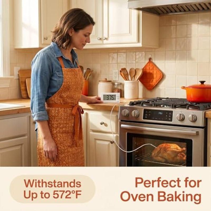 Digital Oven Cooking Thermometer ic Probe High Low Temp Alarm Baking Tool (White)