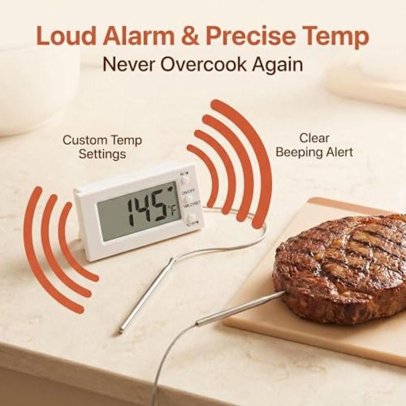 Digital Oven Cooking Thermometer ic Probe High Low Temp Alarm Baking Tool (White)