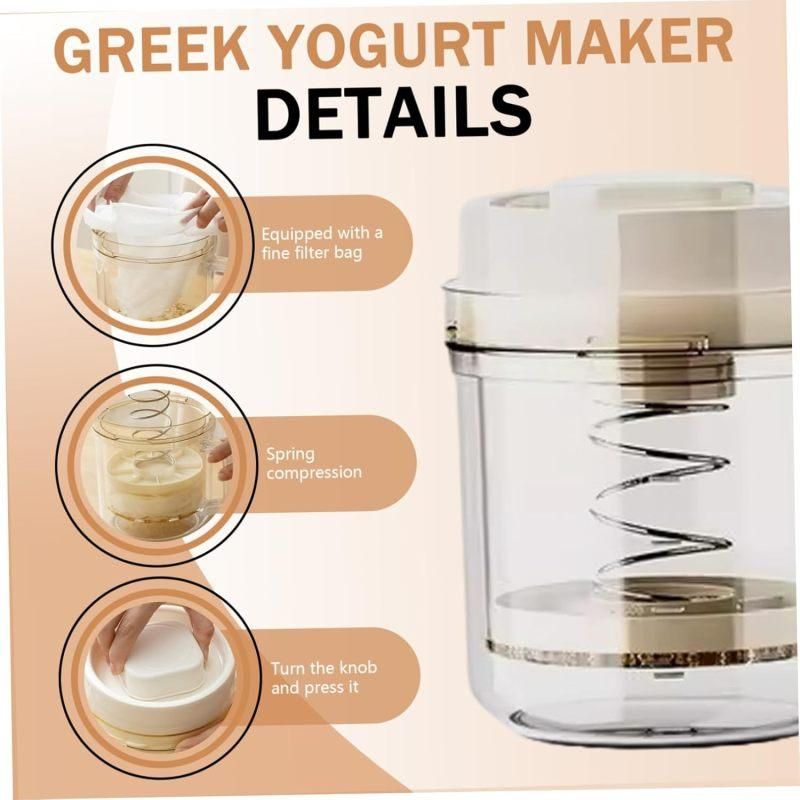 Greek Yogurt Maker Press with Reusable Filter Bag, Lid & Handle,White
