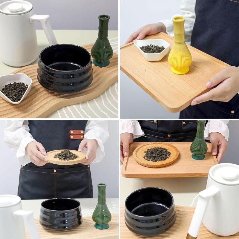 2Pcs Food Grade Silicone ABS Matcha Whisk With Holder Reusable Green Tea Making Accessory Set