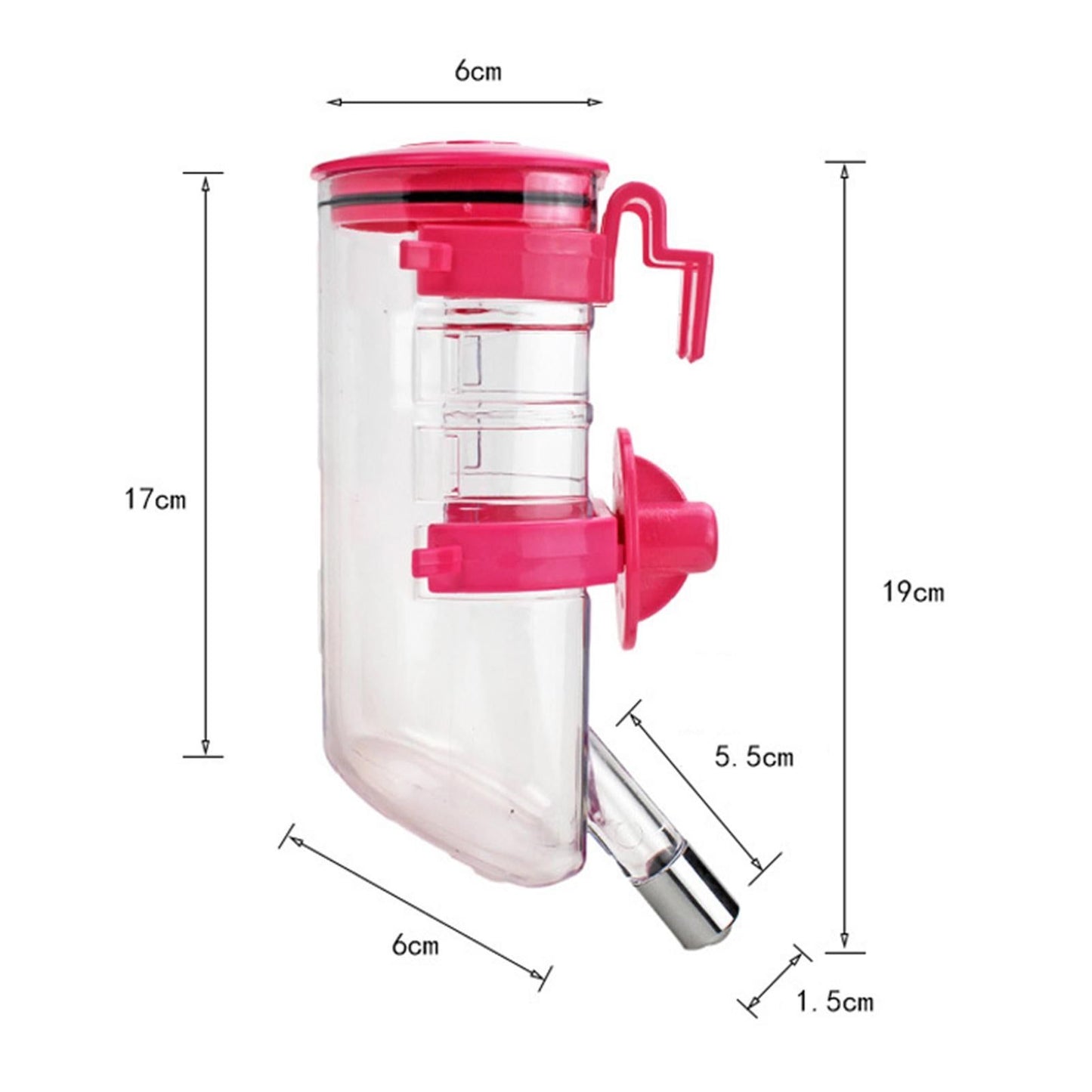 Hanging Pet Water Bottle 350ML Cage Mounted Feeder with Steel Ball Nozzle - Blue