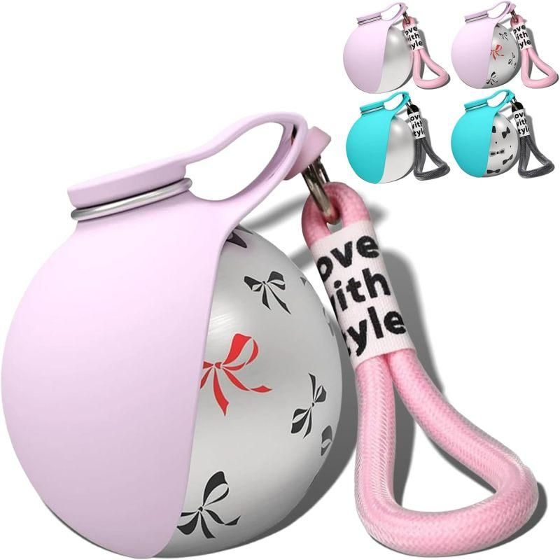 10oz Stainless Steel 2-in-1 Leakproof Dog Water Bottle with Bowl, Portable for Travel Walking Pink
