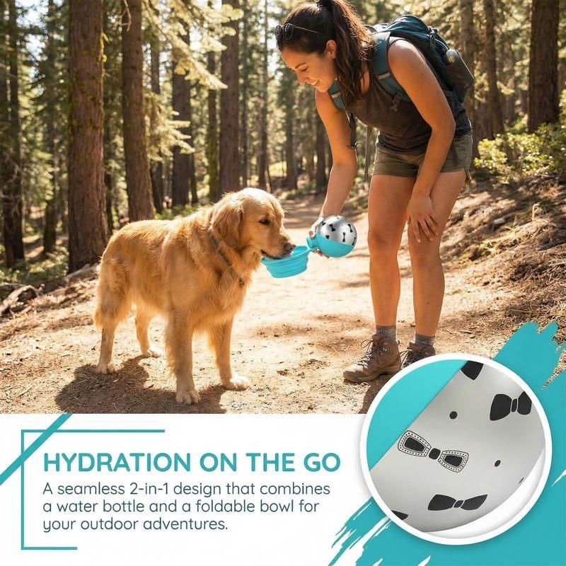 10oz Stainless Steel 2-in-1 Leakproof Dog Water Bottle with Bowl, Portable for Travel Walking Pink
