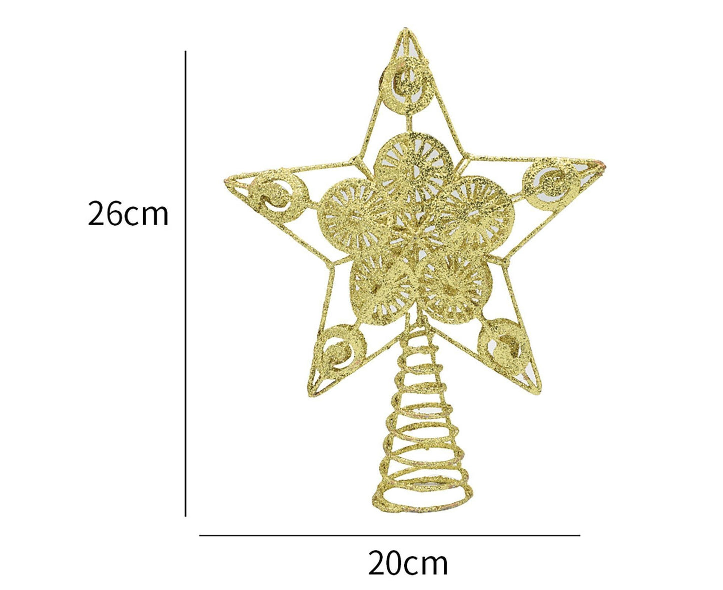 Xmas Glitter Five-pointed Star Tree Topper-Golden