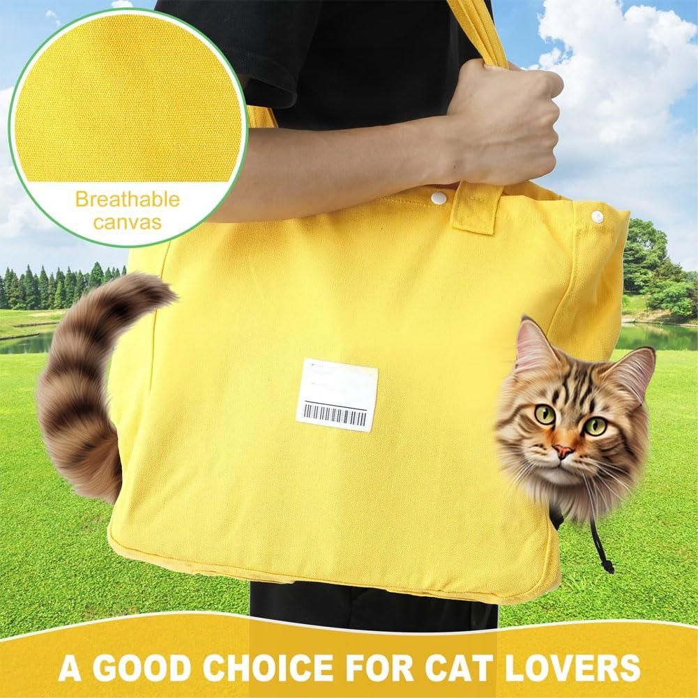 Canvas Cat Carrier Bag Green Breathable Tote Pet Travel Bag With Leg Holes Safety Strap