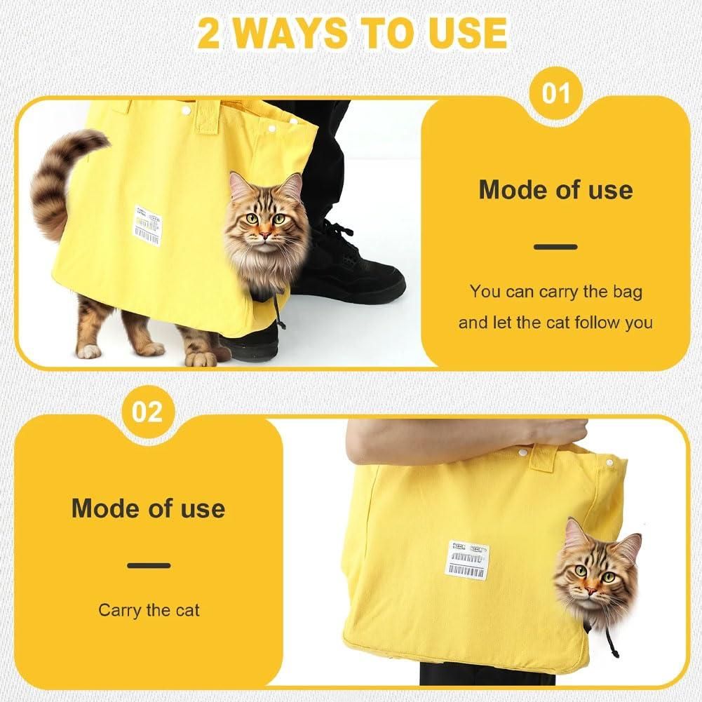 Canvas Cat Carrier Bag Green Breathable Tote Pet Travel Bag With Leg Holes Safety Strap