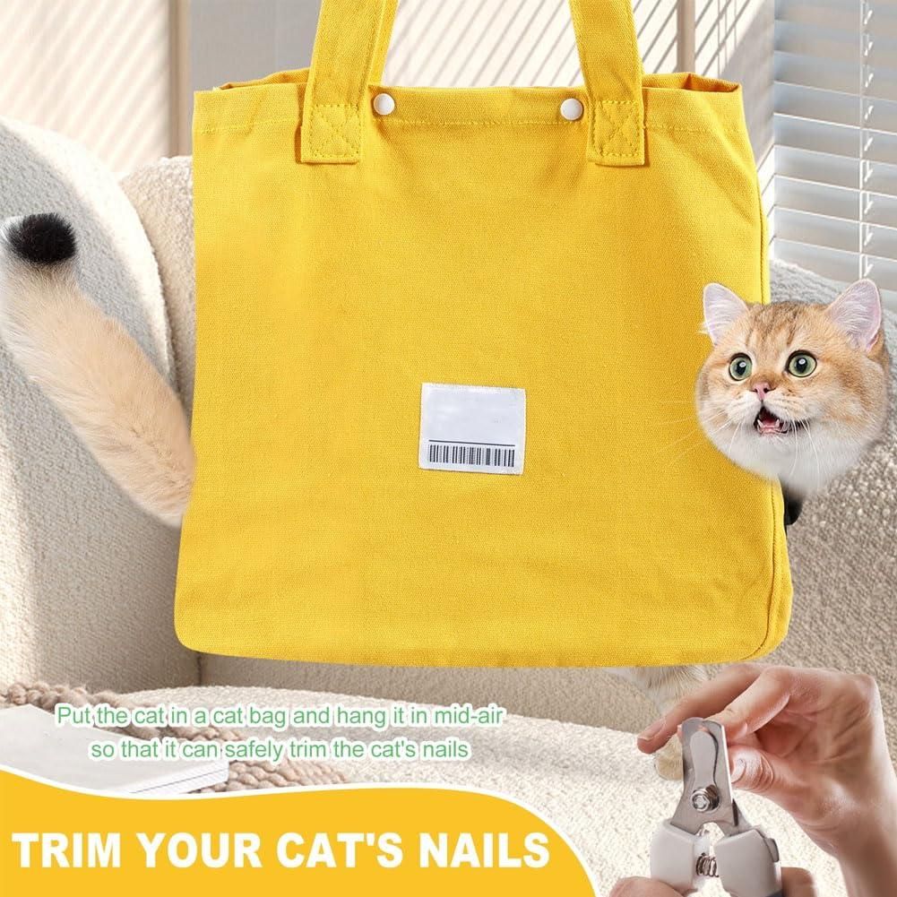 Canvas Cat Carrier Bag Green Breathable Tote Pet Travel Bag With Leg Holes Safety Strap