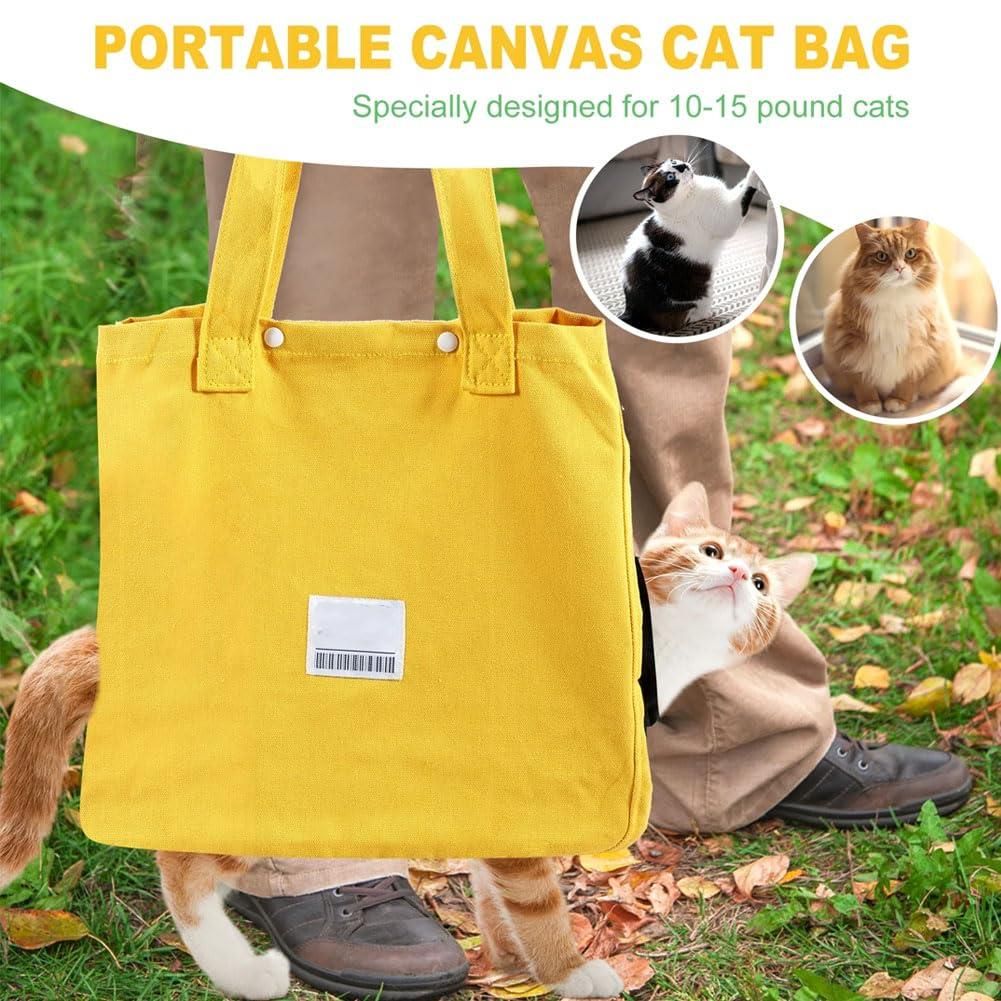 Canvas Cat Carrier Bag Green Breathable Tote Pet Travel Bag With Leg Holes Safety Strap