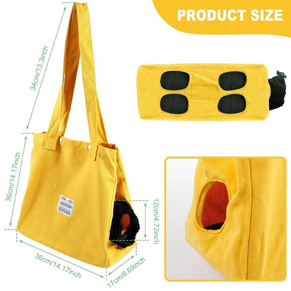 Canvas Cat Carrier Bag Green Breathable Tote Pet Travel Bag With Leg Holes Safety Strap