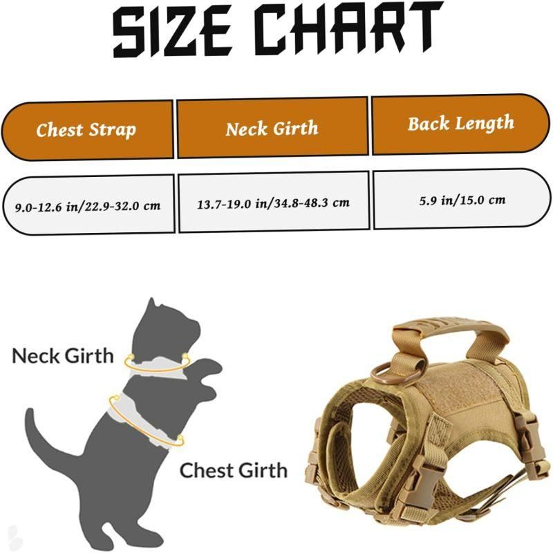 Escape Proof Cat Harness & Leash Set Adjustable Mesh Vest with Handle for Outdoor Walking - Khaki