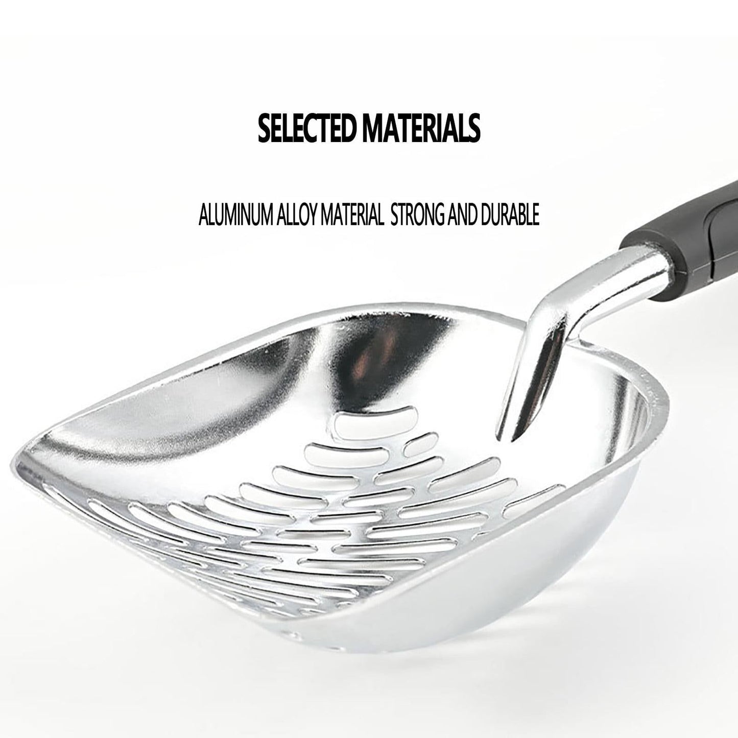 Metal Cat Litter Scoop Heavy Duty Alloy Matte Black