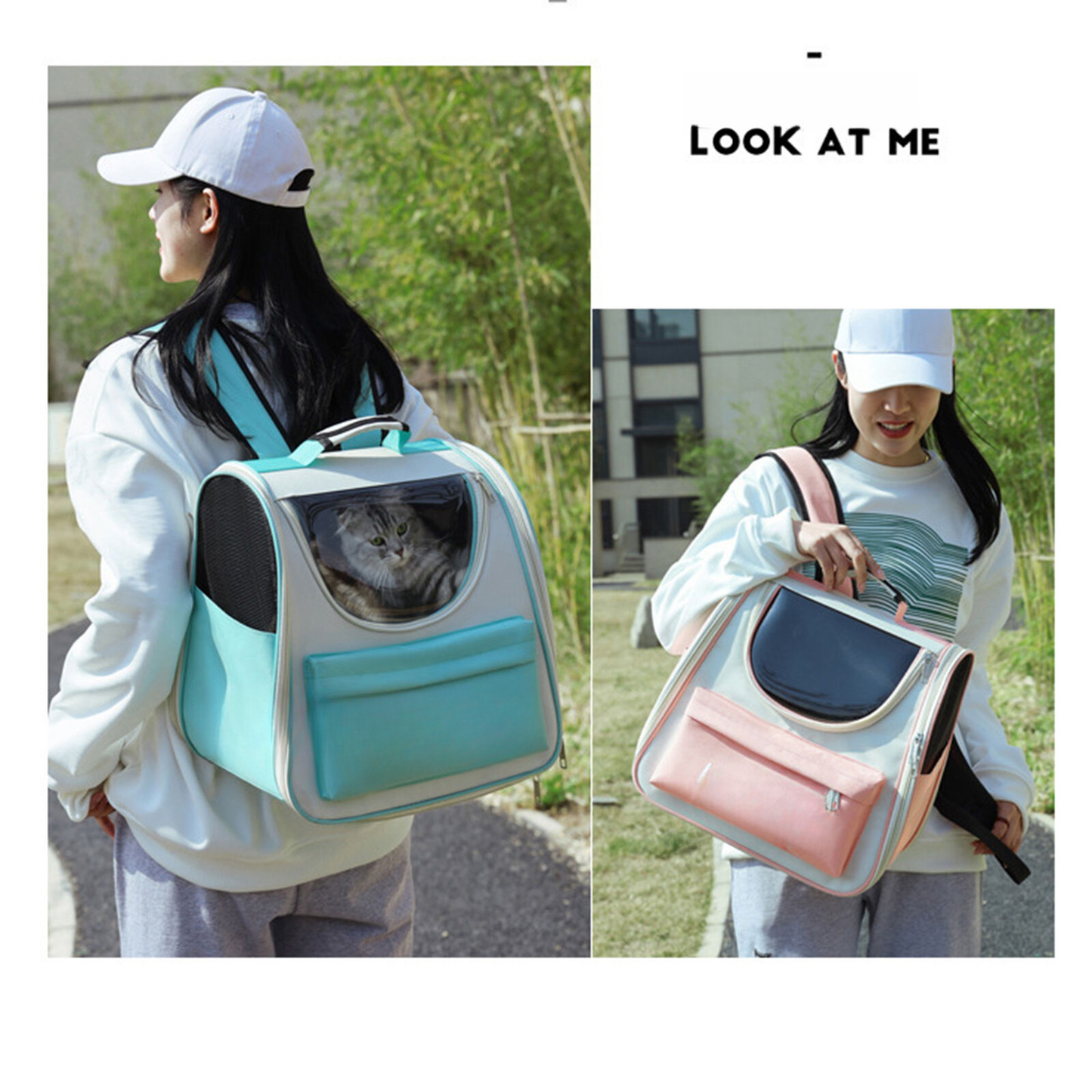Pet Carrier Backpack Breathable Large ty Cat Travel Bag Blue