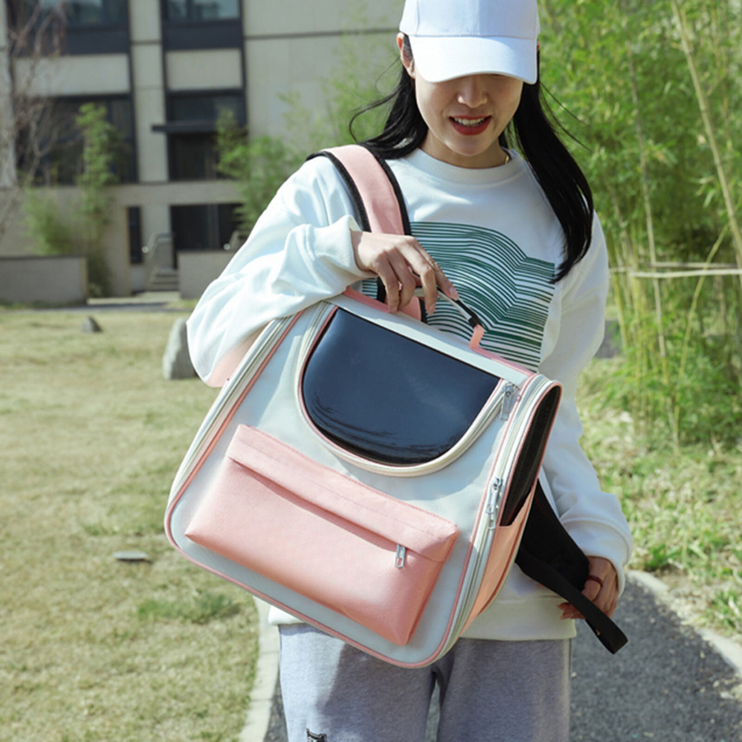 Pet Carrier Backpack Breathable Large ty Cat Travel Bag Pink