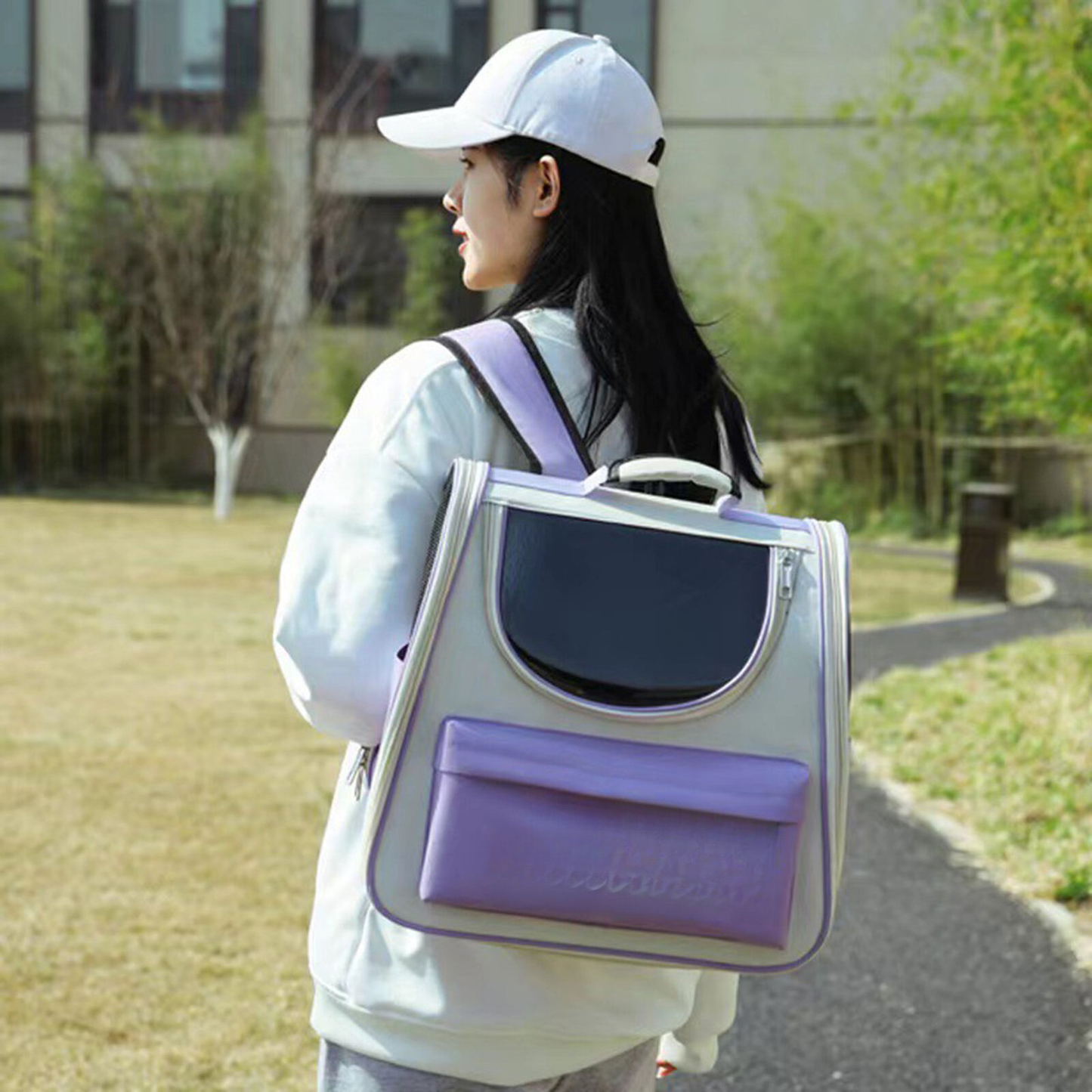 Pet Carrier Backpack Breathable Large ty Cat Travel Bag Purple