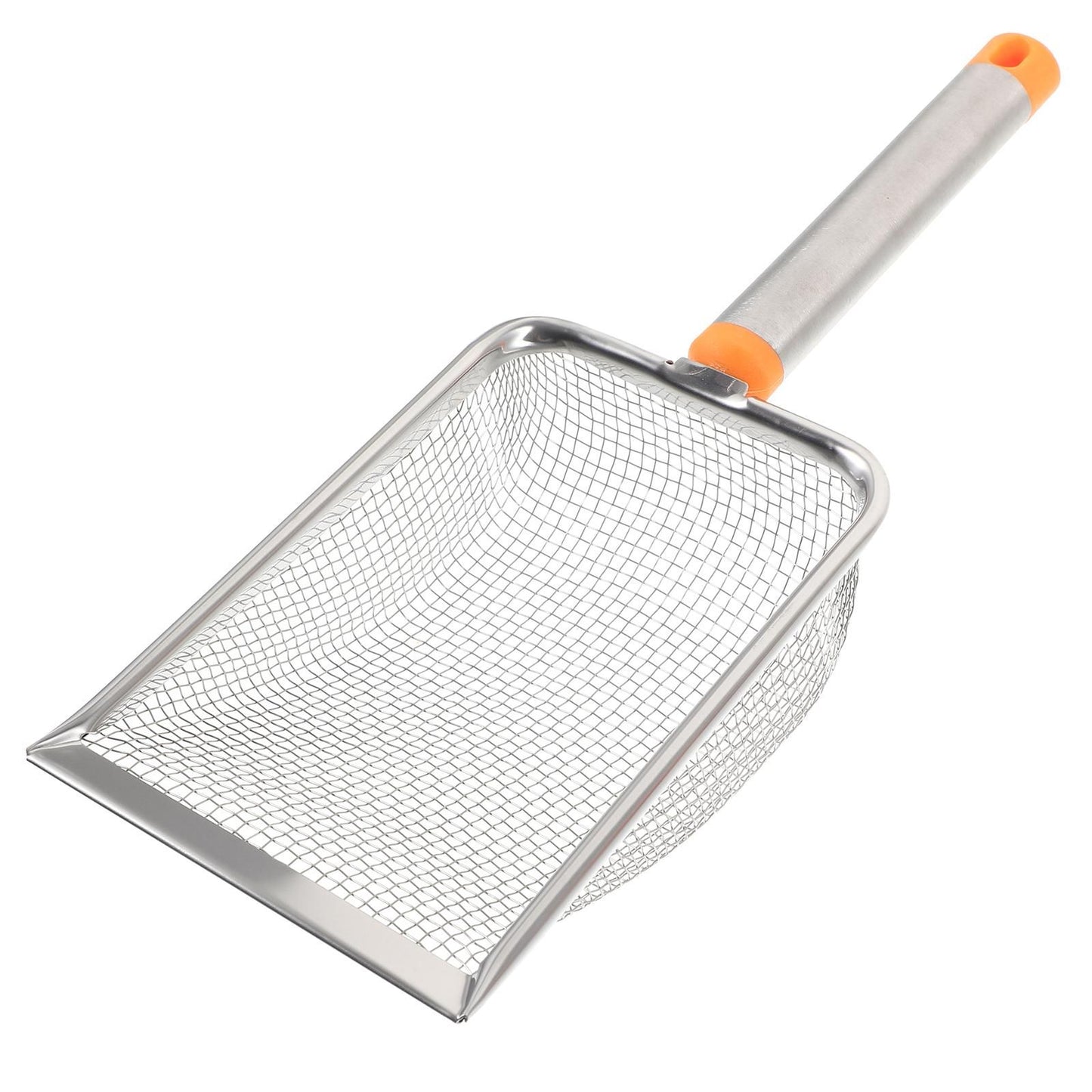 Stainless Steel Cat Litter Scoop Fine Mesh 2mm Sifter Heavy Duty Scooper Orange