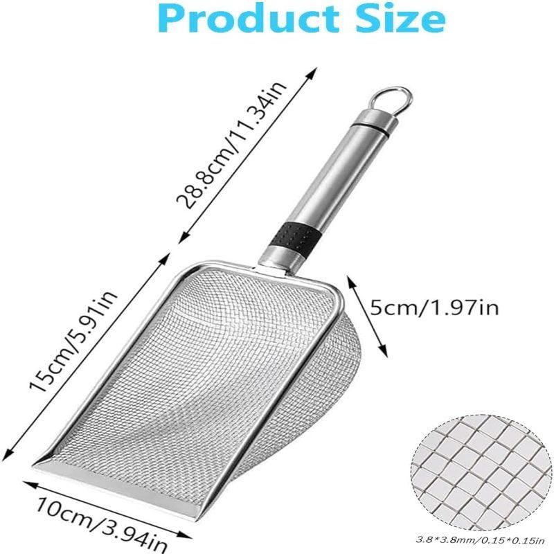 3.8mm Small Hole Cat Litter Scoop Stainless Steel Handle Pet Cleaning Shovel Silver