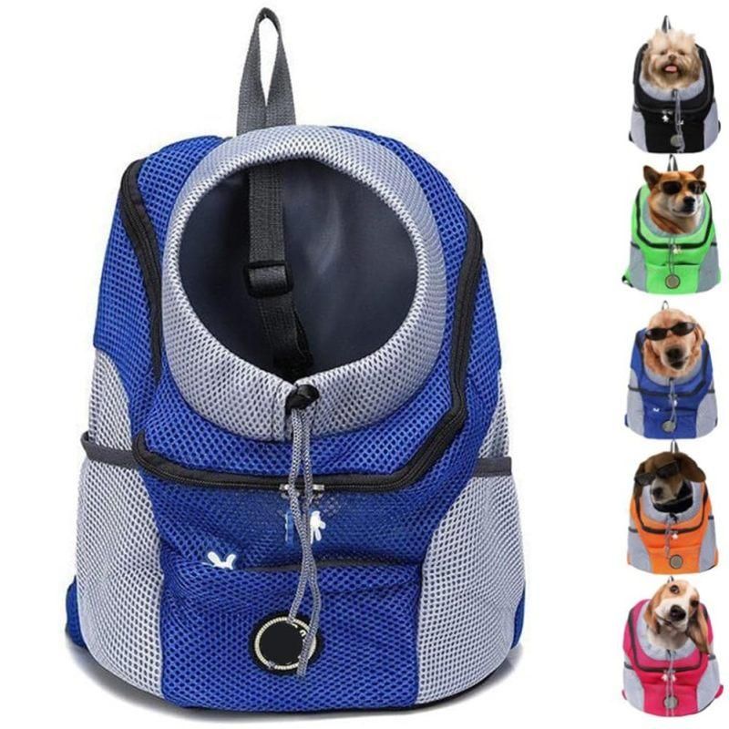 Breathable Mesh Pet Carrier Backpack For Dogs Cats Hiking Travel - Blue S