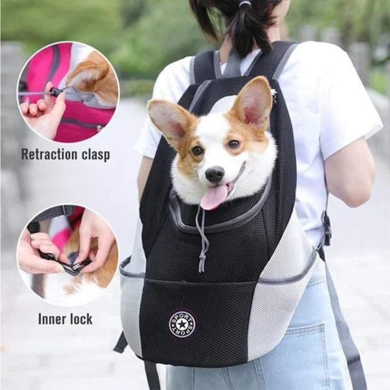 Breathable Mesh Pet Carrier Backpack For Dogs Cats Hiking Travel - Blue L