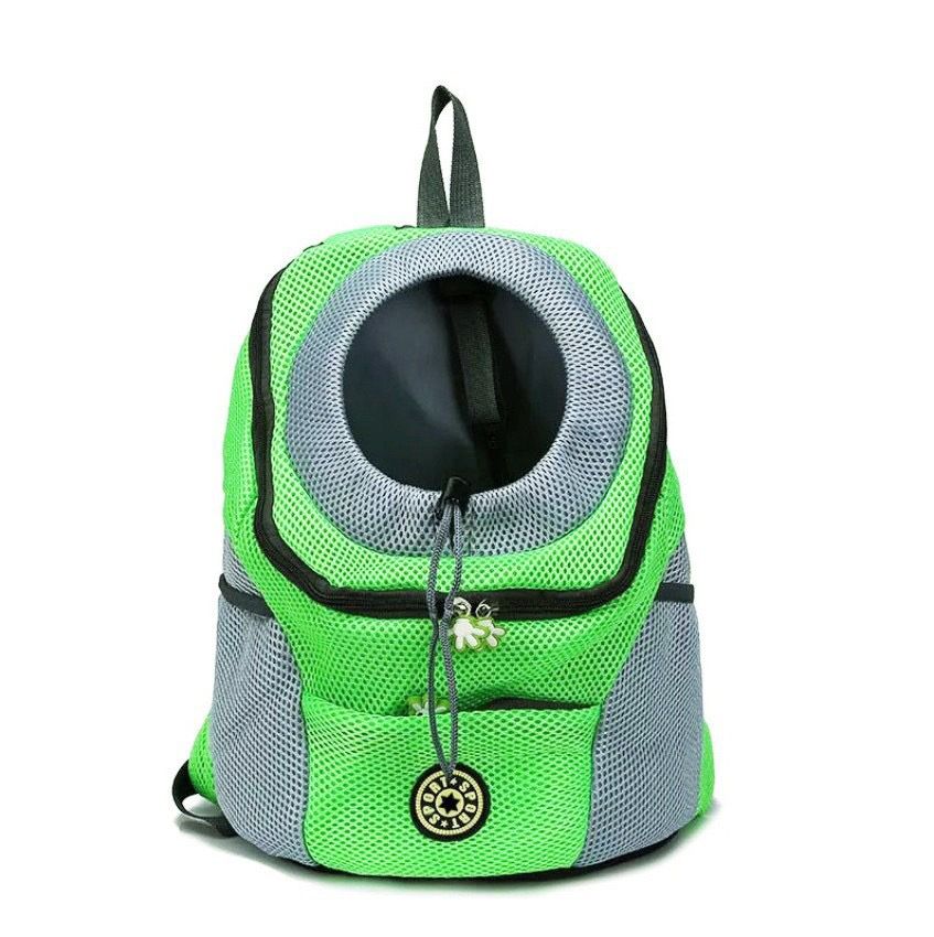 Breathable Mesh Pet Carrier Backpack For Dogs Cats Hiking Travel - Green L