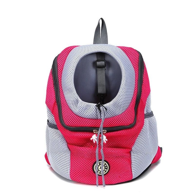 Breathable Mesh Pet Carrier Backpack For Dogs Cats Hiking Travel - Rose Red L