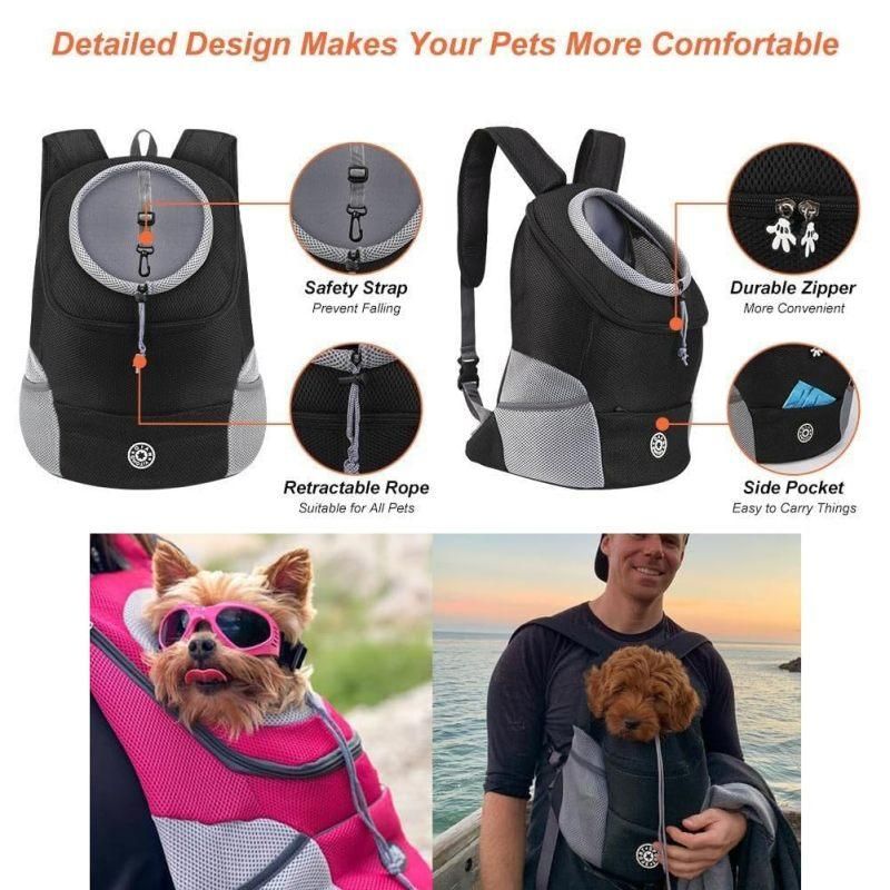 Breathable Mesh Pet Carrier Backpack For Dogs Cats Hiking Travel - Orange L