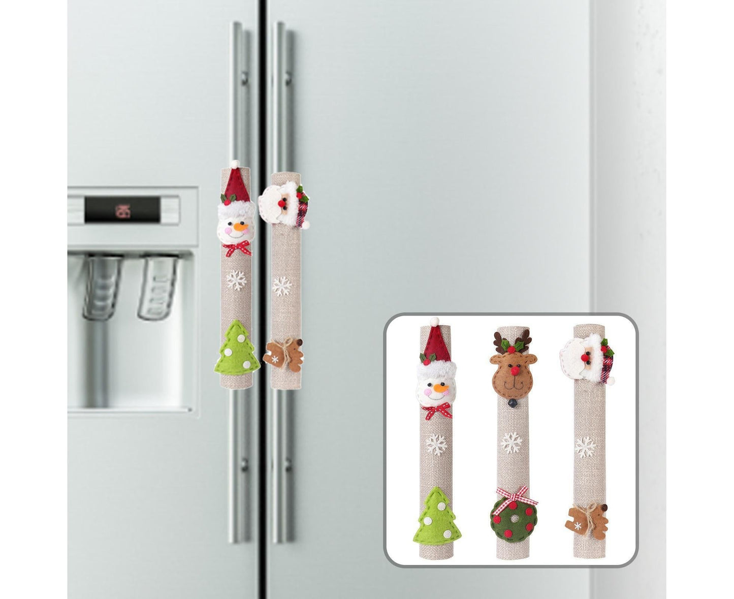 3Pcs Xmas Fridge Handle Covers Protector