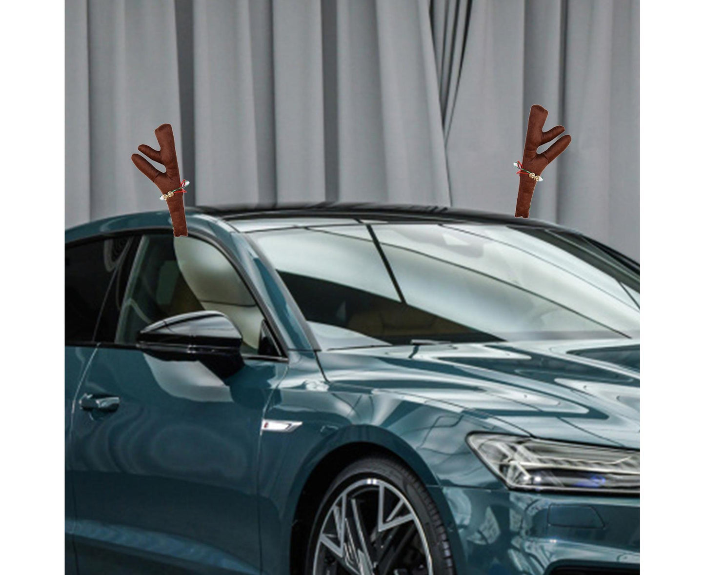 Car Deer Antlers Fabric Decoration-Brown
