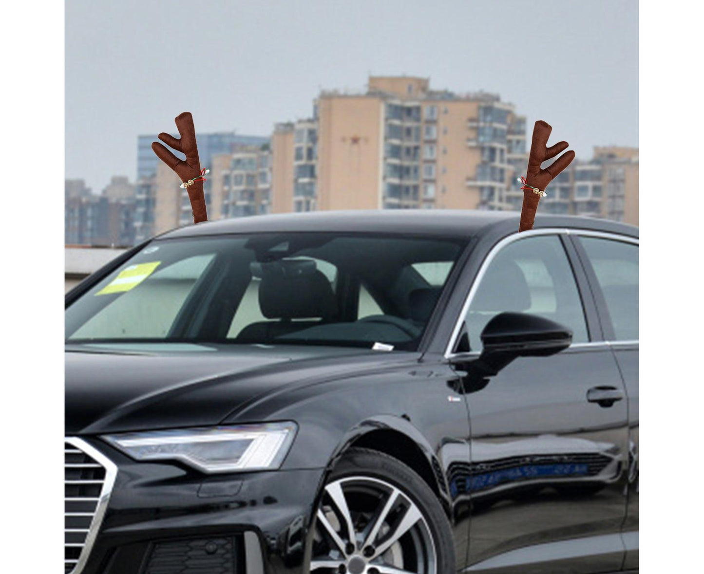 Car Deer Antlers Fabric Decoration-Brown