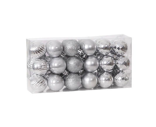 36Pcs Xmas Glitter Ball Decor-Silver