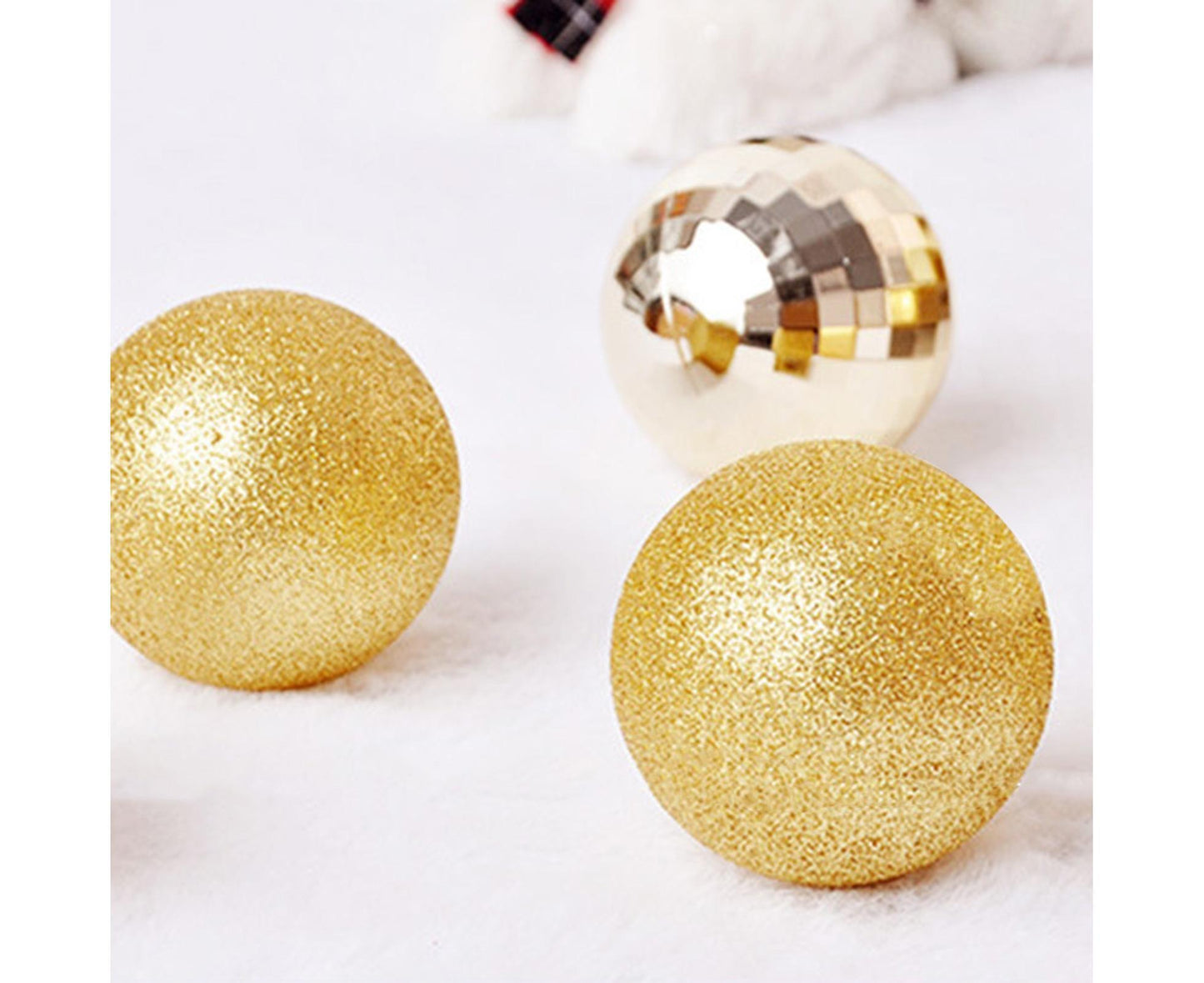 24Pcs Xmas Balls Glitter-Golden 4cm