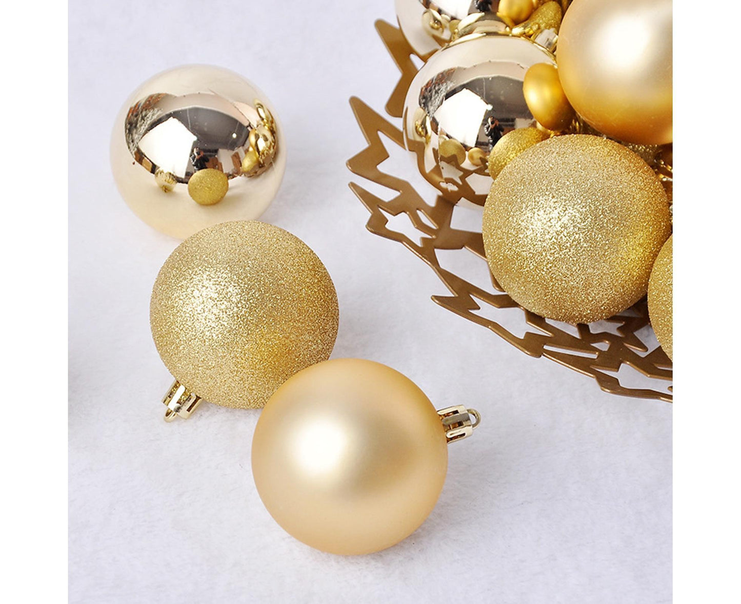 24Pcs Xmas Balls Glitter-Golden 4cm