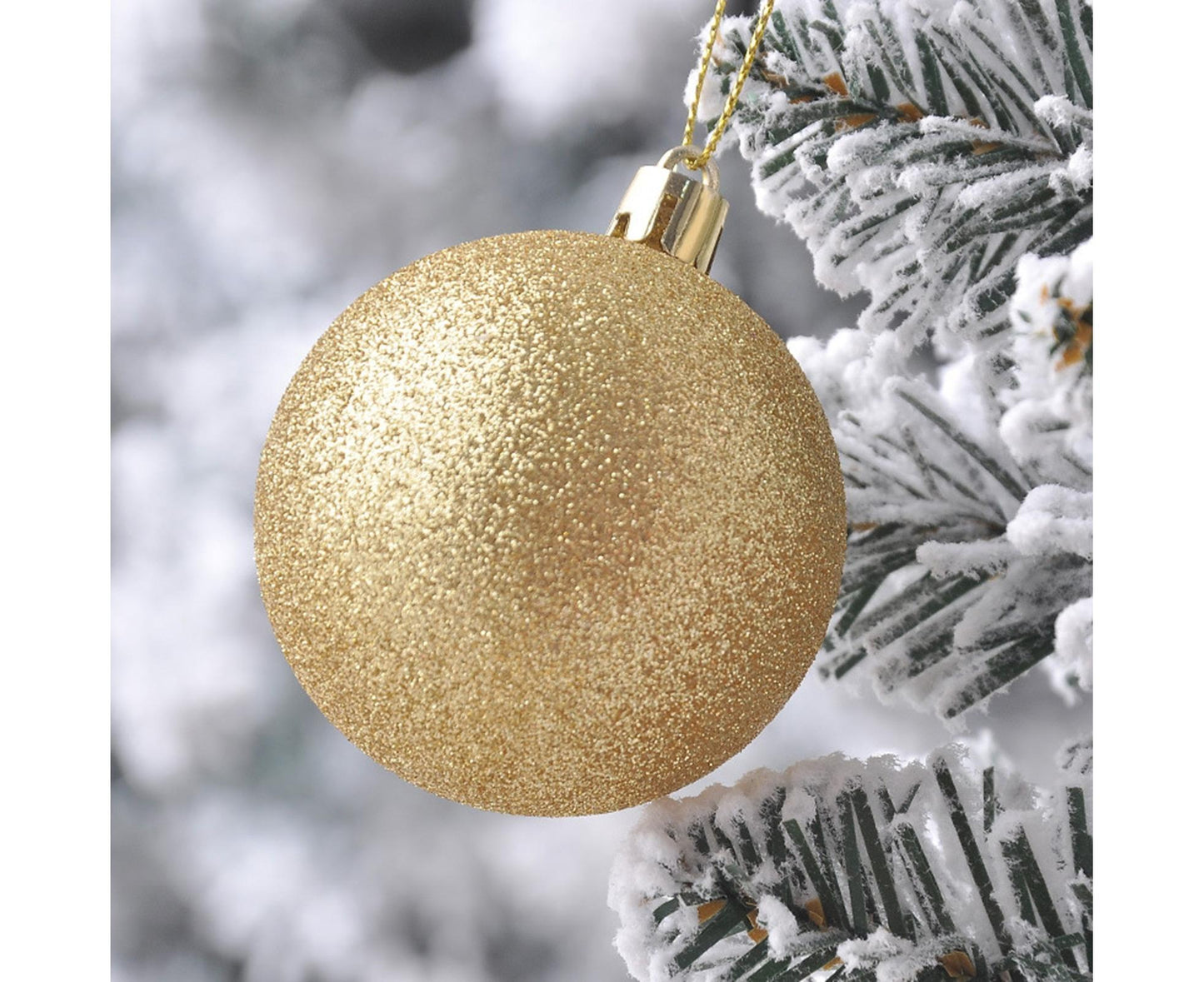 24Pcs Xmas Balls Glitter-Golden 4cm