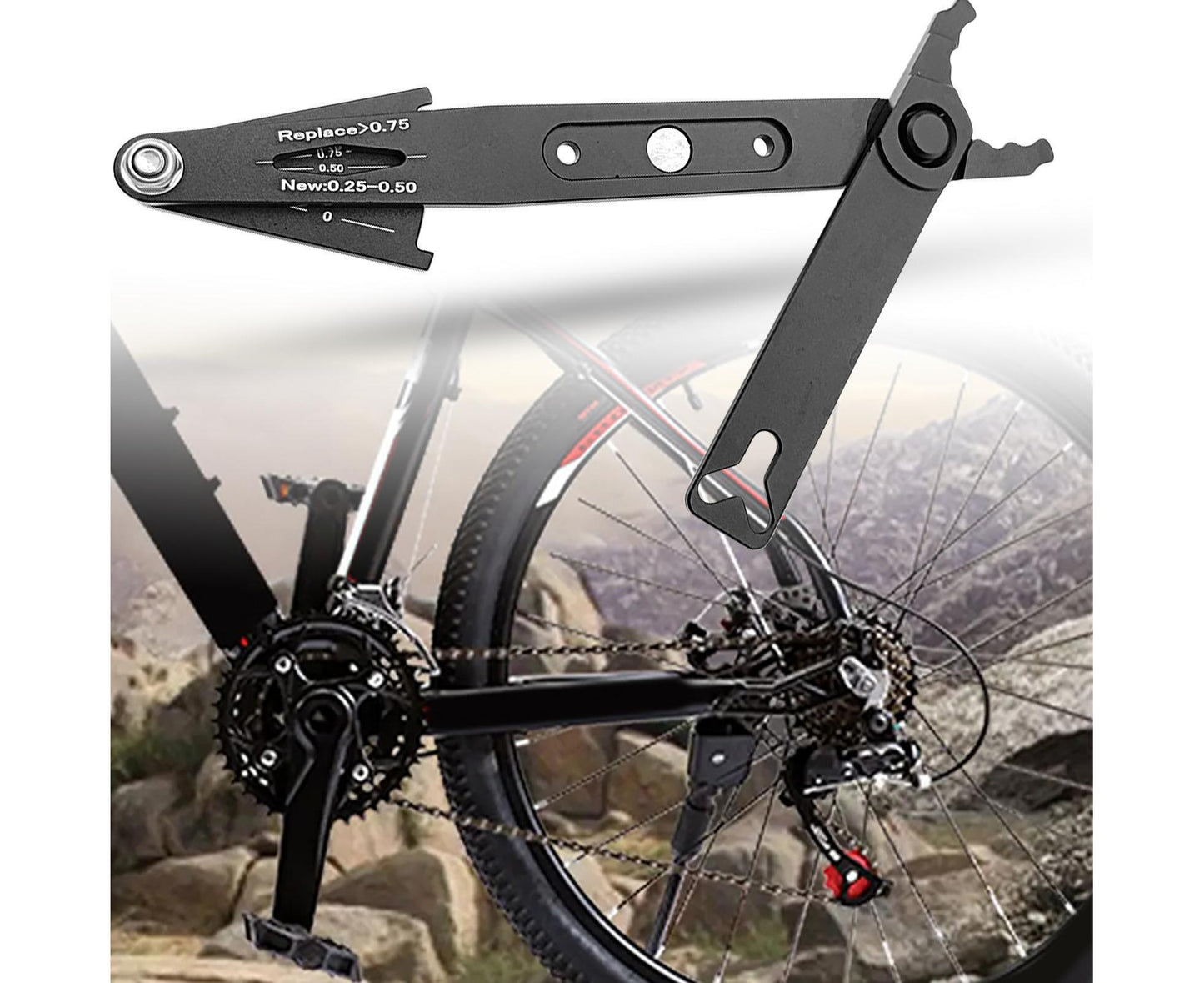Chain Wear Detection Tool Ergonomic Design High Strength Bike Chain Buckle Removal Plier with Scale for Mountain Bike