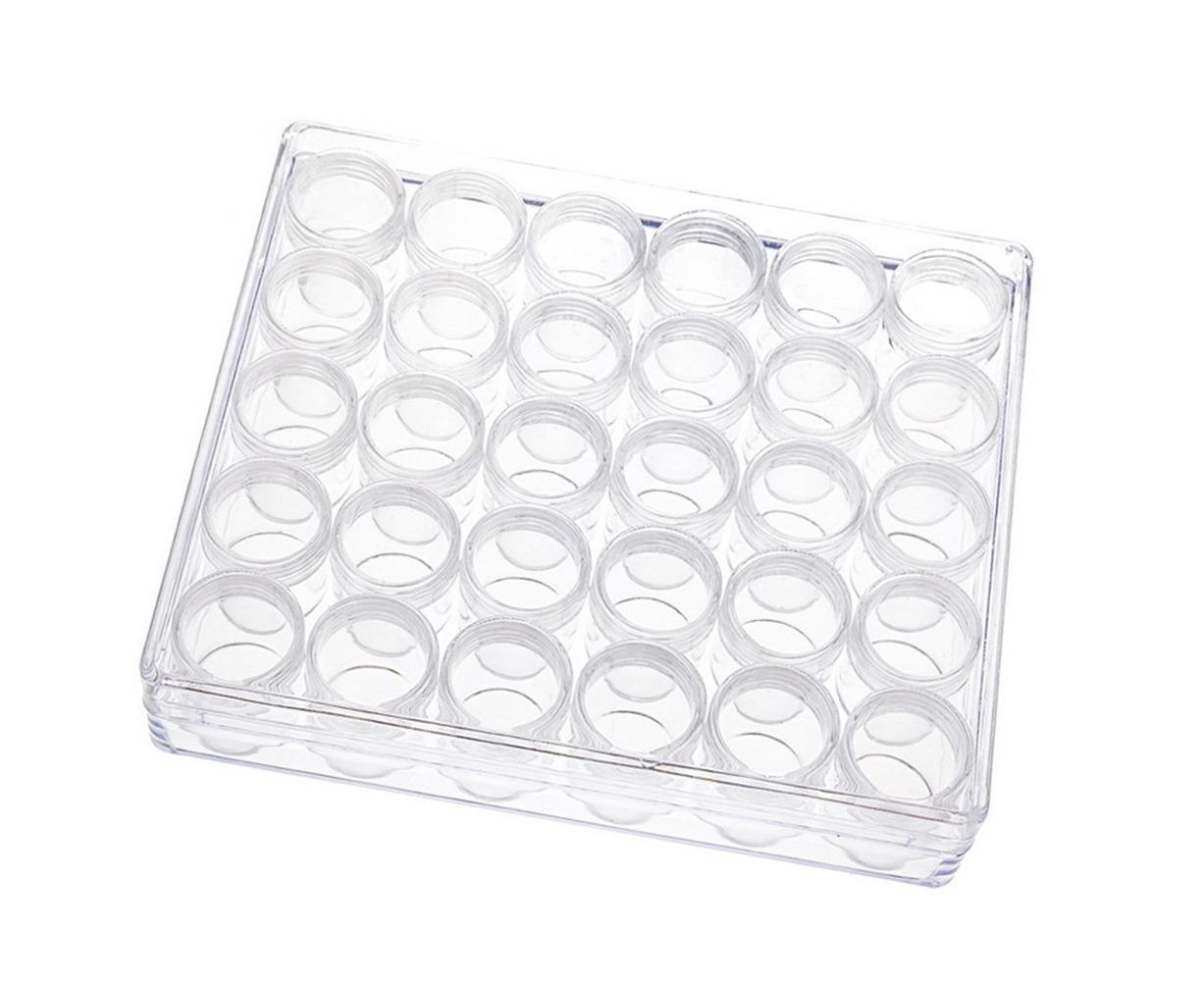 30 Jars Plastic Transparent Nail Art Rhinestone Storage Box Jewelry Organizer
