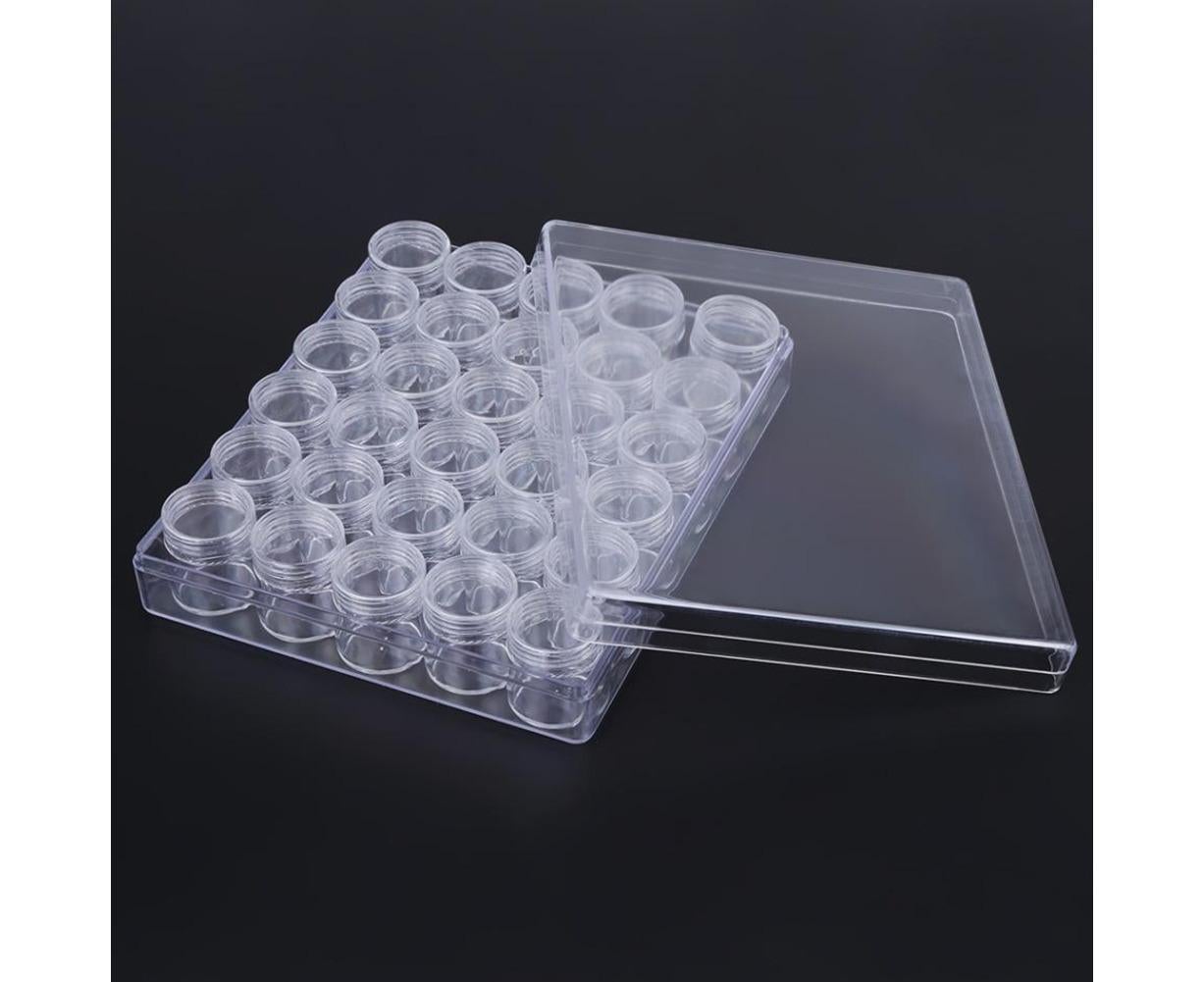30 Jars Plastic Transparent Nail Art Rhinestone Storage Box Jewelry Organizer