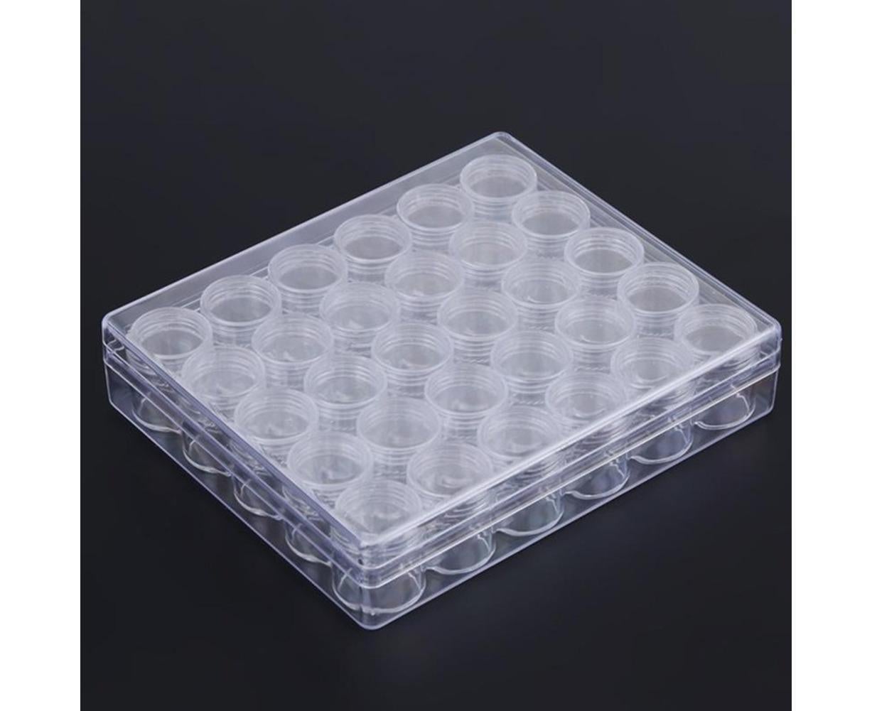 30 Jars Plastic Transparent Nail Art Rhinestone Storage Box Jewelry Organizer