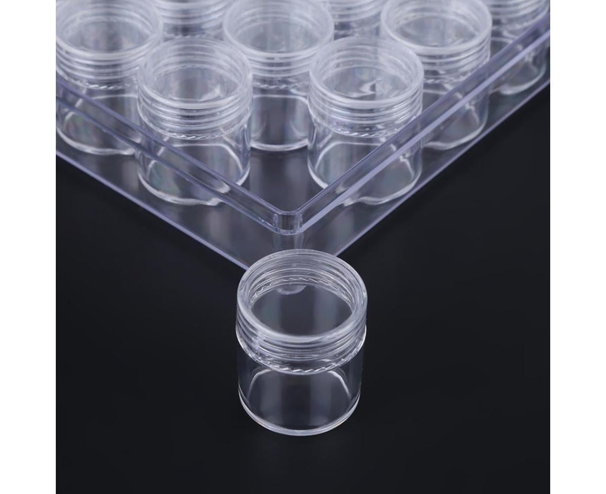 30 Jars Plastic Transparent Nail Art Rhinestone Storage Box Jewelry Organizer