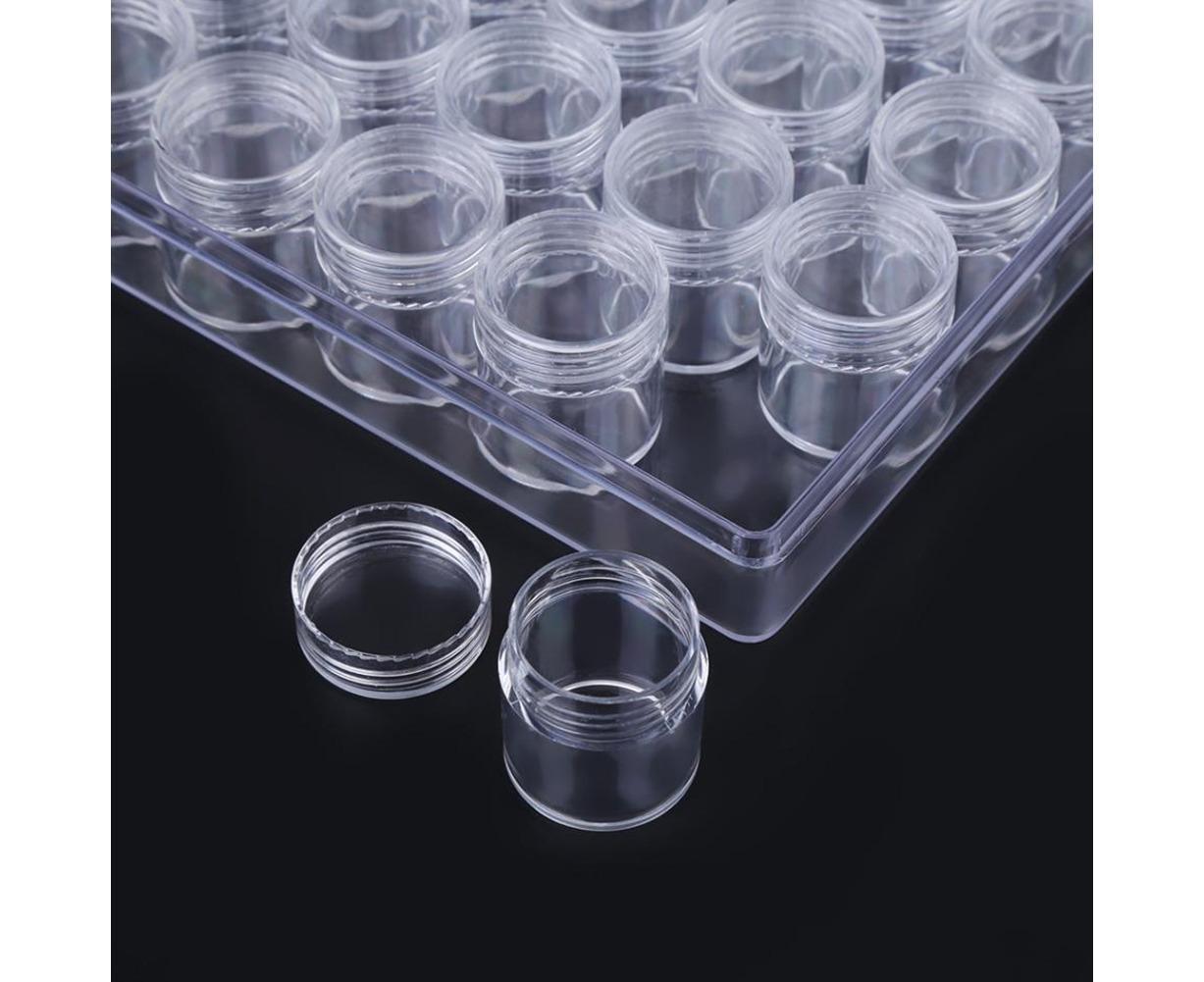 30 Jars Plastic Transparent Nail Art Rhinestone Storage Box Jewelry Organizer